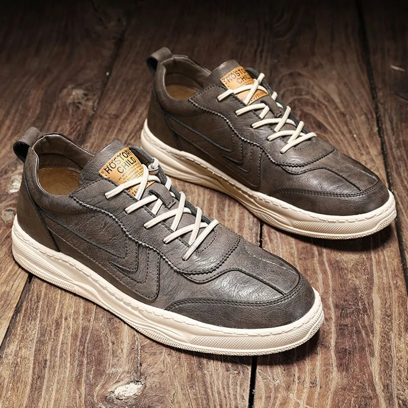 Men Shoes Sneakers Autumn Lightweight Comfortable Leather Men Casual Shoe Male Lace Up Sneakers Non-slip Fashion Flats Shoes