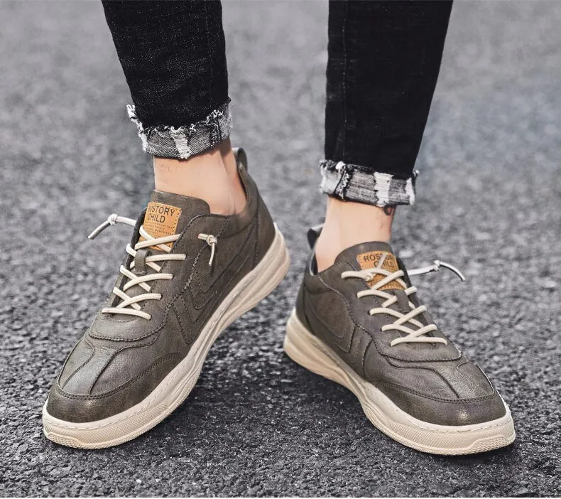 Men Shoes Sneakers Autumn Lightweight Comfortable Leather Men Casual Shoe Male Lace Up Sneakers Non-slip Fashion Flats Shoes