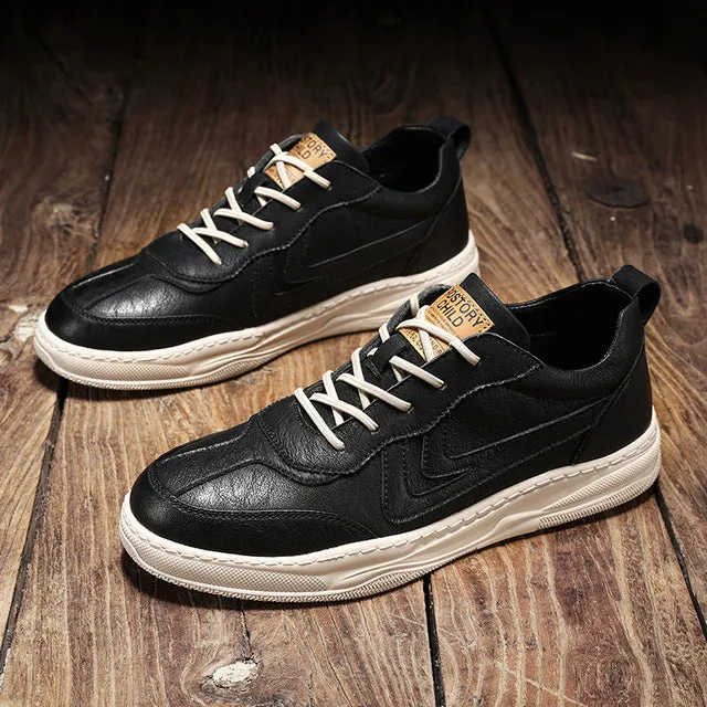 Men Shoes Sneakers Autumn Lightweight Comfortable Leather Men Casual Shoe Male Lace Up Sneakers Non-slip Fashion Flats Shoes