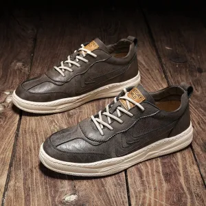 Men Shoes Sneakers Autumn Lightweight Comfortable Leather Men Casual Shoe Male Lace Up Sneakers Non-slip Fashion Flats Shoes