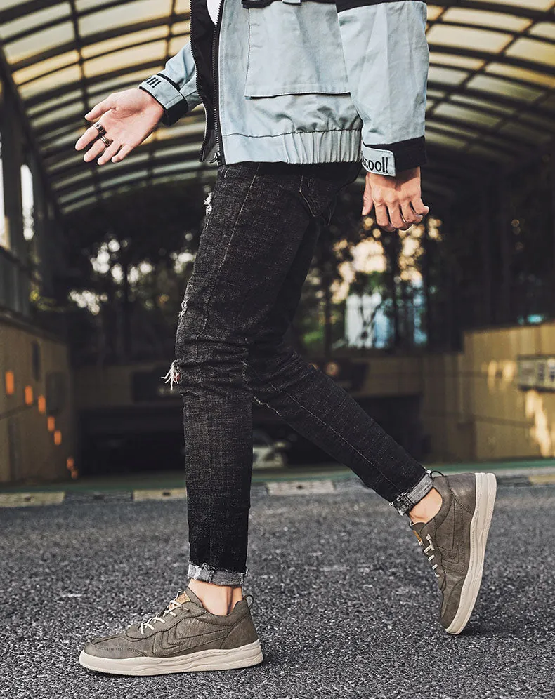 Men Shoes Sneakers Autumn Lightweight Comfortable Leather Men Casual Shoe Male Lace Up Sneakers Non-slip Fashion Flats Shoes