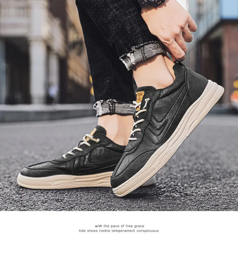Men Shoes Sneakers Autumn Lightweight Comfortable Leather Men Casual Shoe Male Lace Up Sneakers Non-slip Fashion Flats Shoes