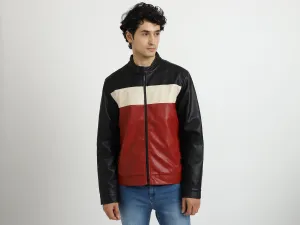 Men Solid Band Collar Jacket