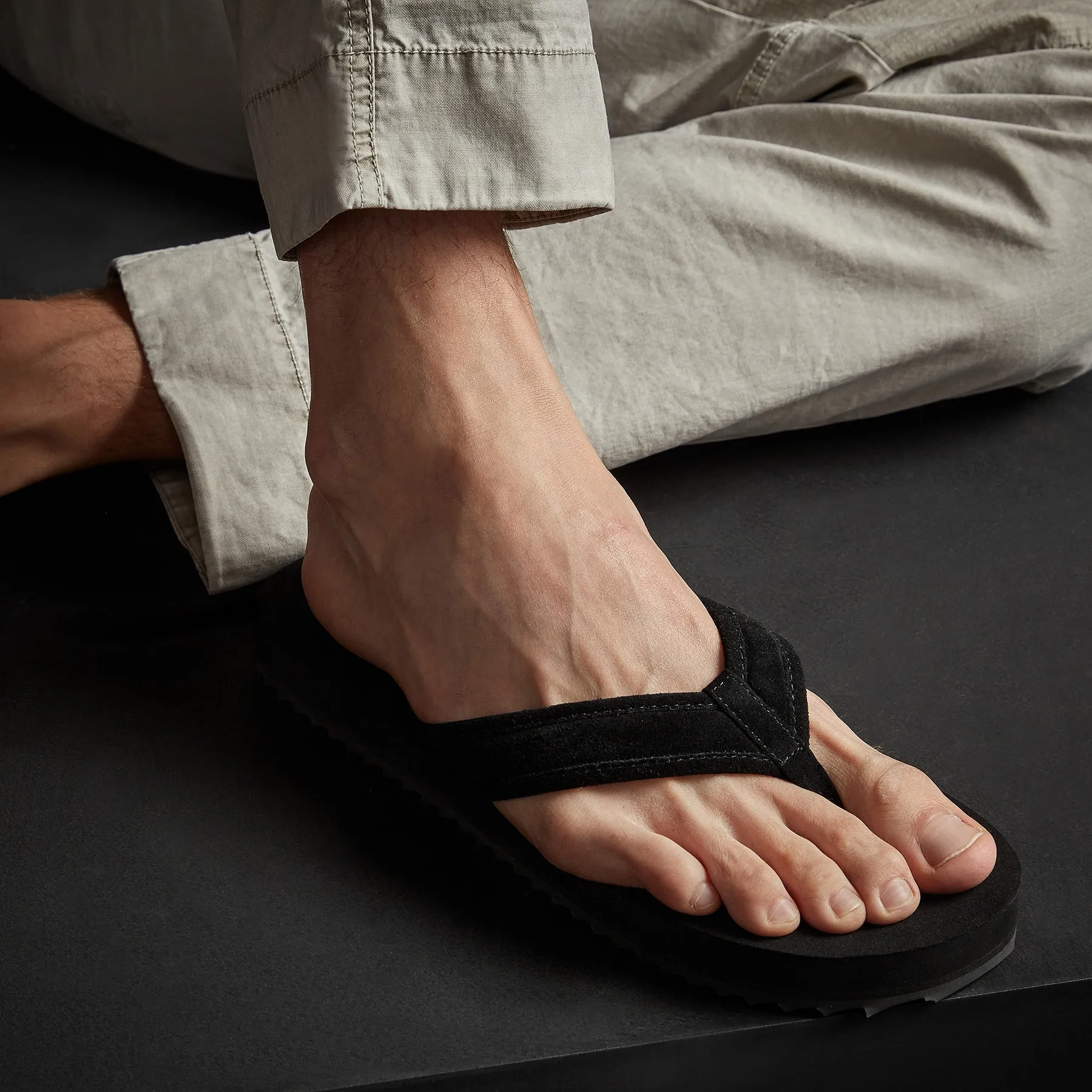 Men's Suede Flip Flop - Black