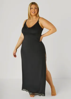 Mesh And Lace Trimmed Nightgown