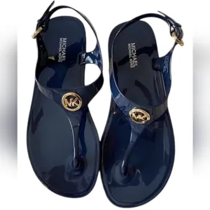 ☆Michael Kors Navy Blue Gold Embellished  Thong Sandals☆