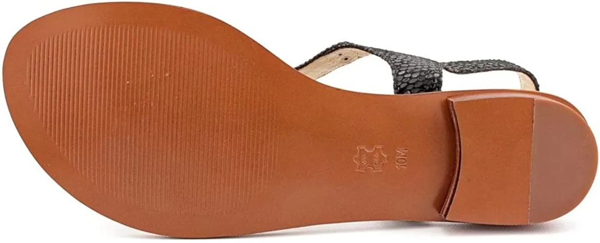 Michael Michael Kors Women's MK Plate Thong Black Saffiano Sandal 5 M