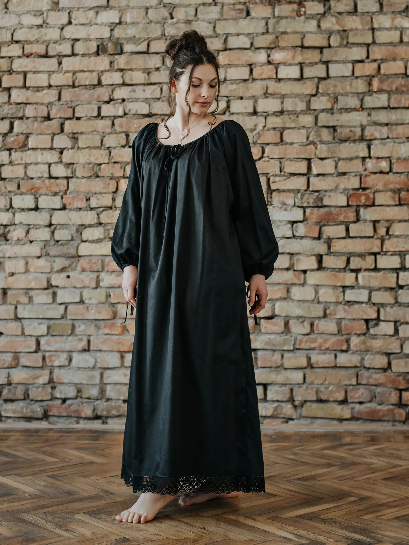 Milda Gown in Black Cotton