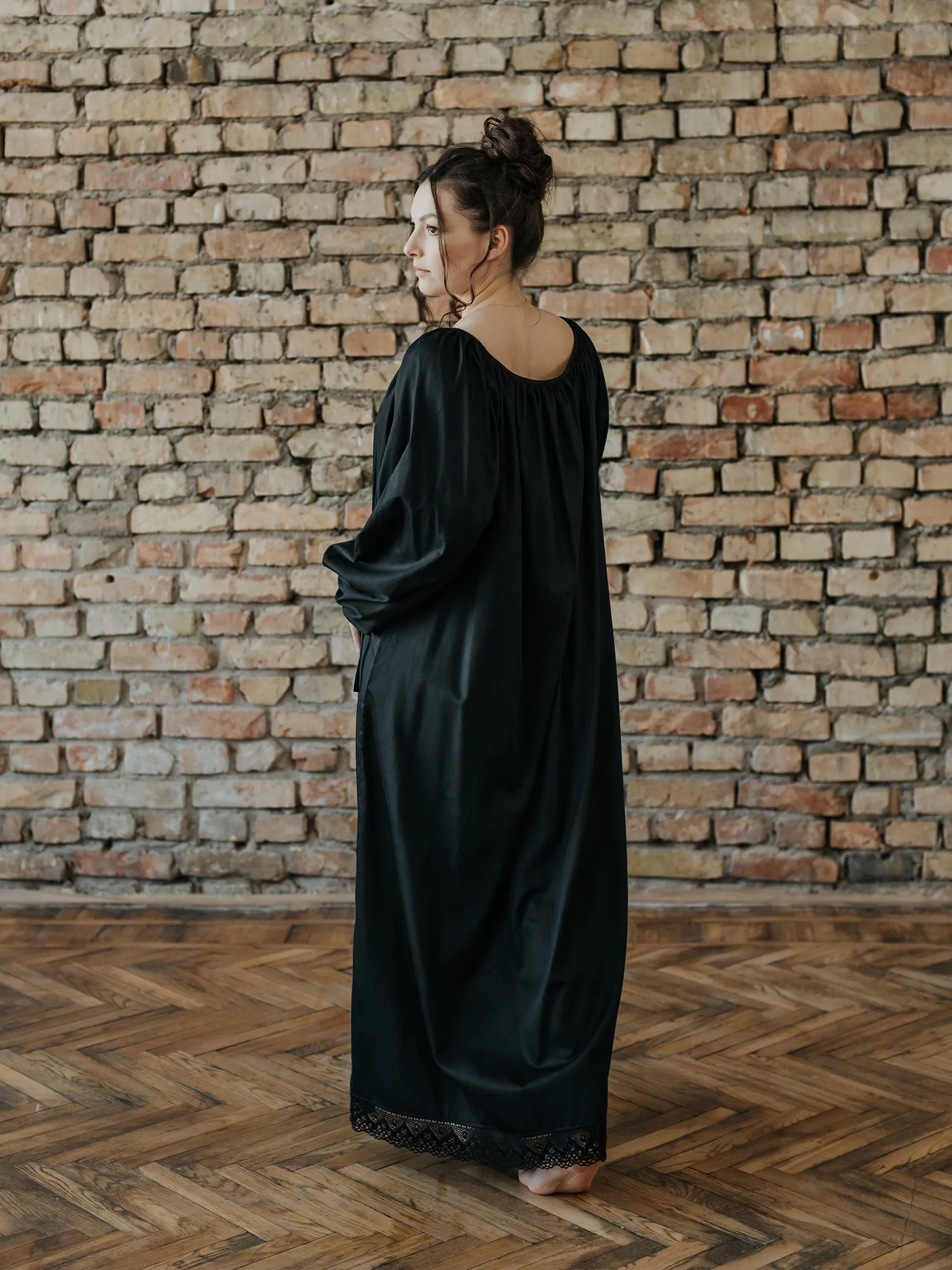Milda Gown in Black Cotton