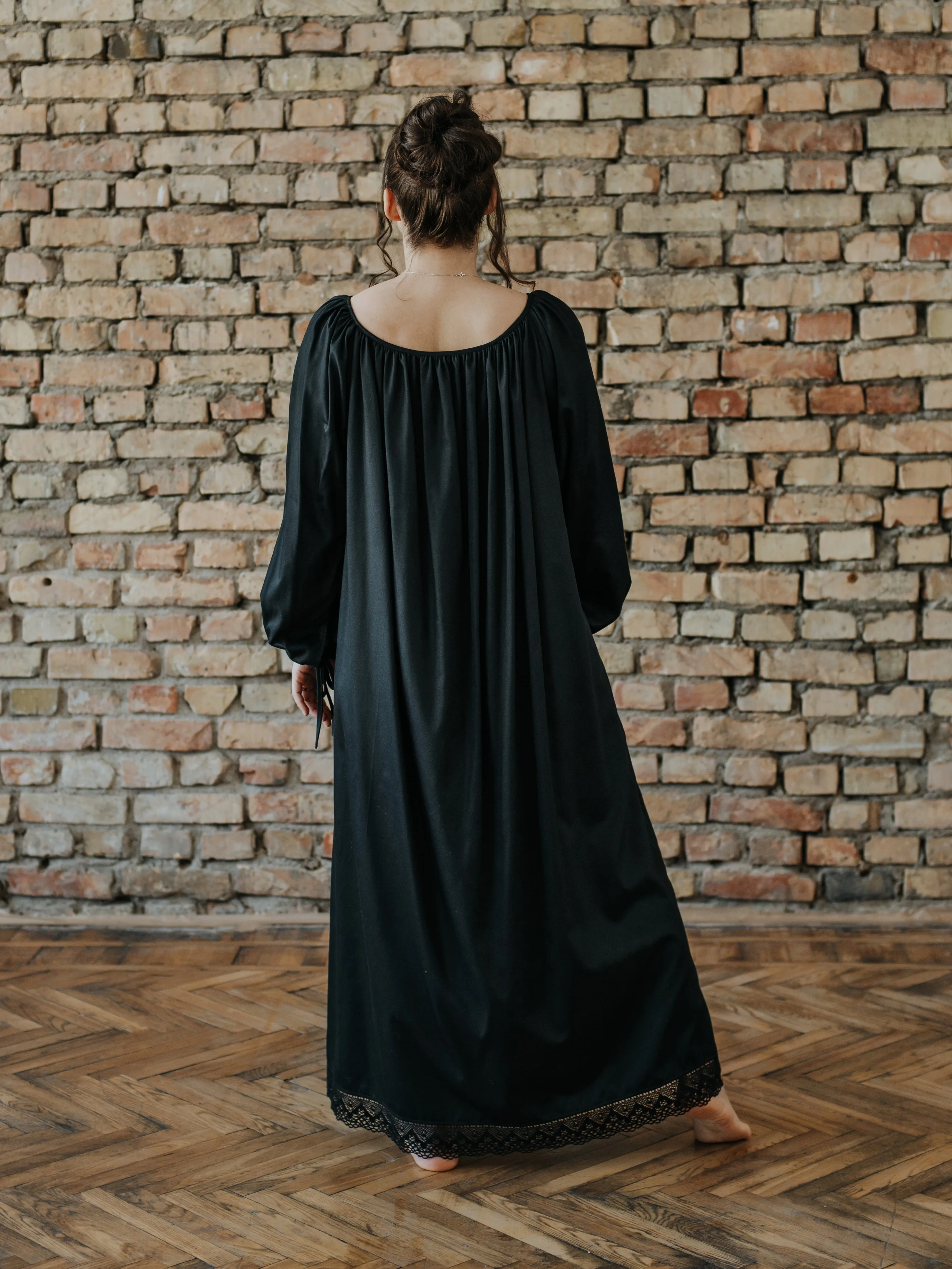 Milda Gown in Black Cotton
