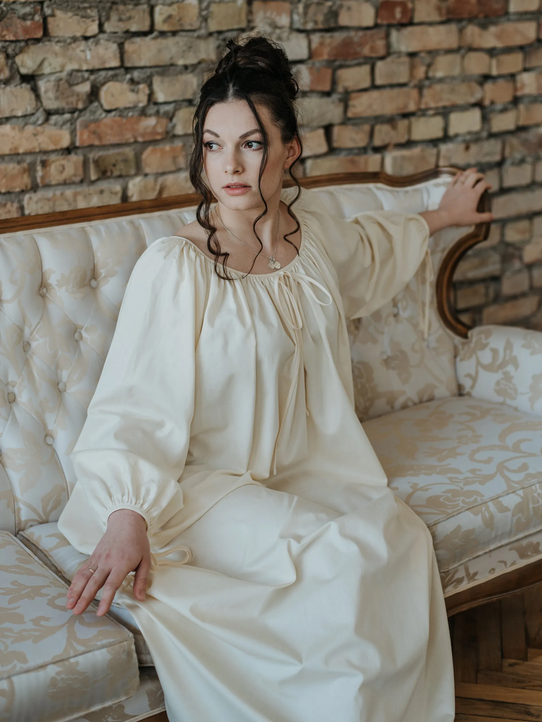 Milda Gown in Ecru Cotton