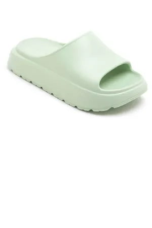 MINT PLATFORM SLIP ON SLIDES SUMMER SANDALS
