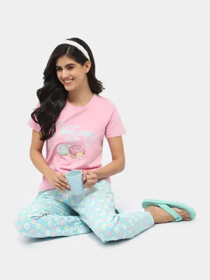mSECRET Graphic Print Pink and Blue Nightsuit