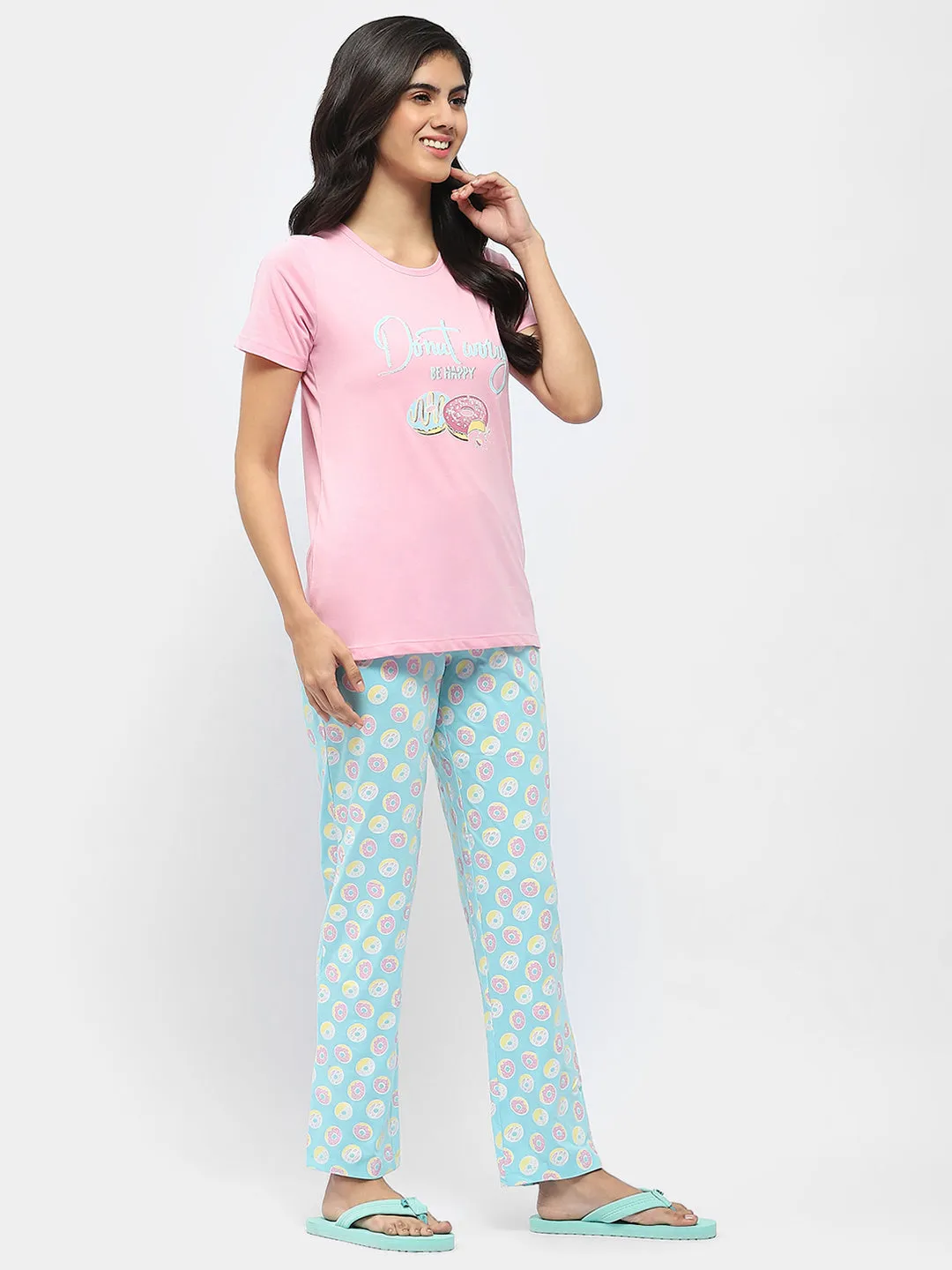mSECRET Graphic Print Pink and Blue Nightsuit