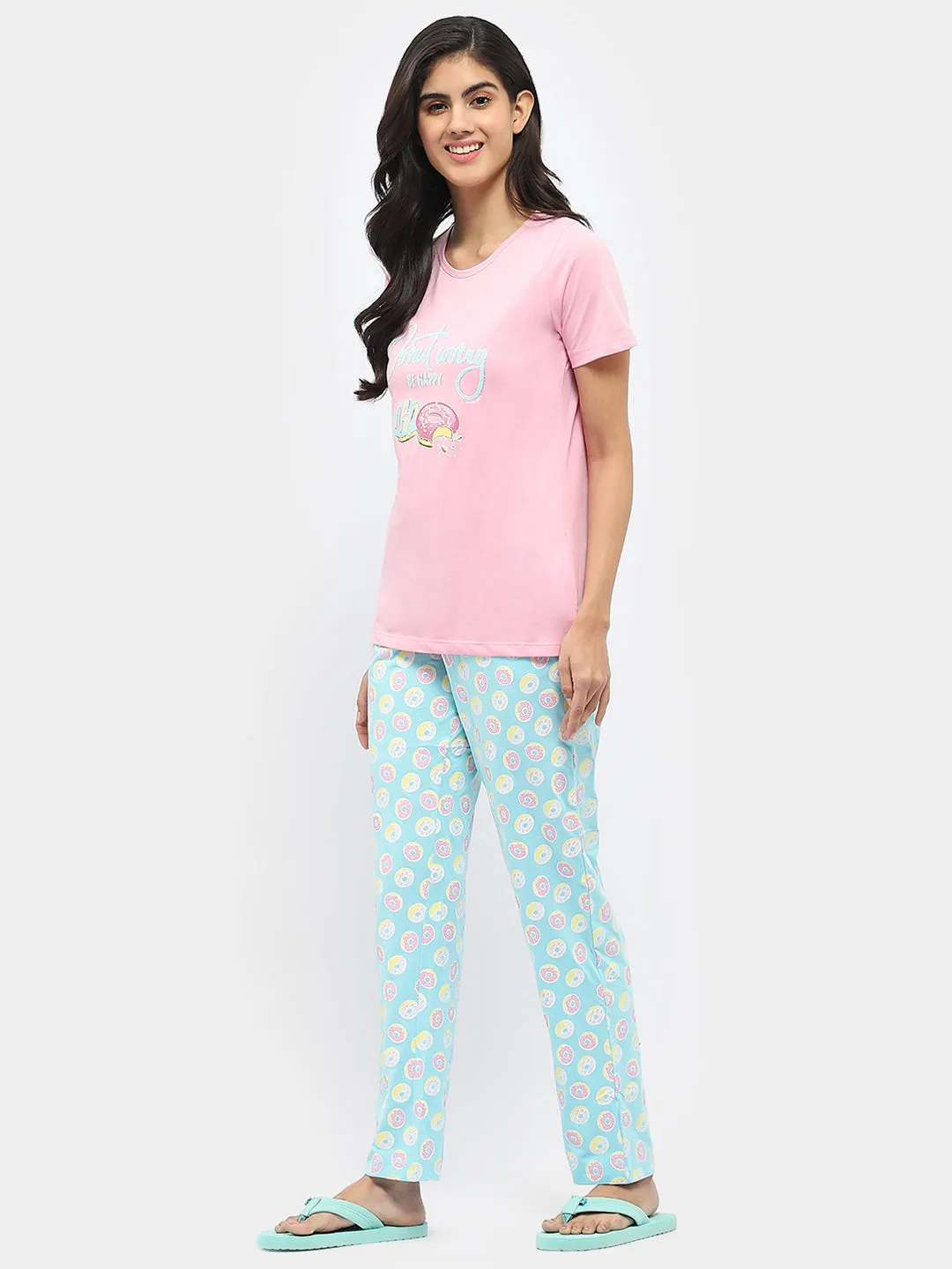 mSECRET Graphic Print Pink and Blue Nightsuit