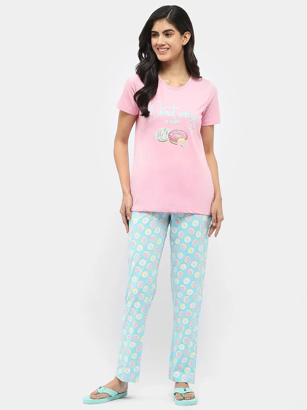 mSECRET Graphic Print Pink and Blue Nightsuit
