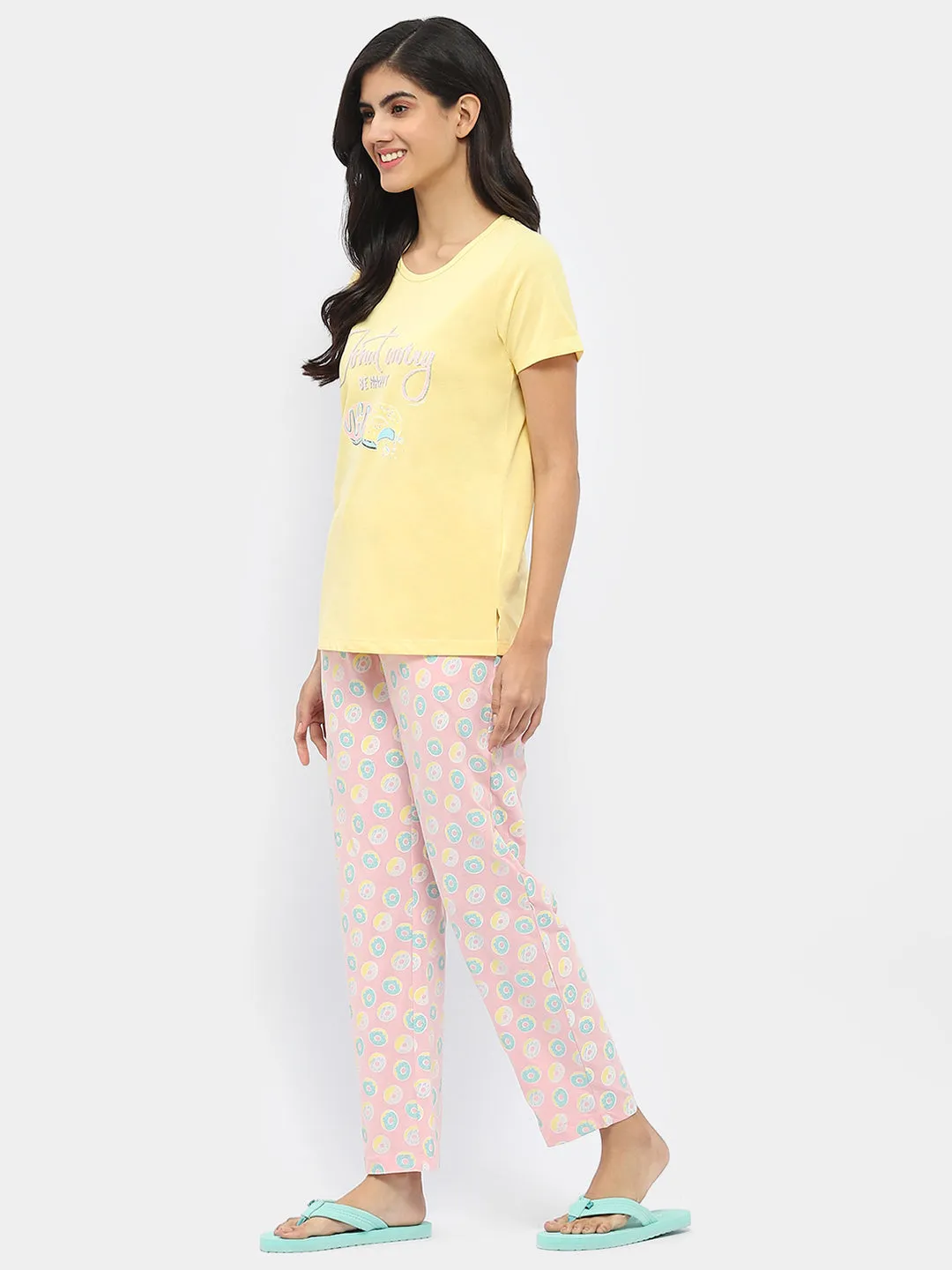 mSECRET Graphic Print Yellow and Pink Nightsuit