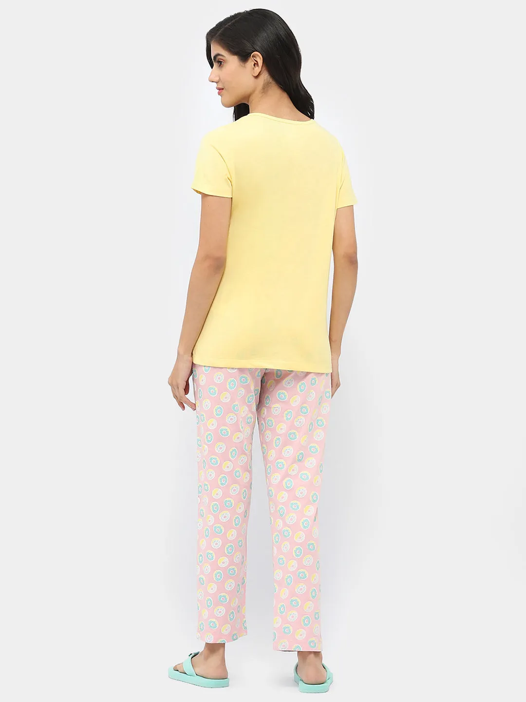 mSECRET Graphic Print Yellow and Pink Nightsuit