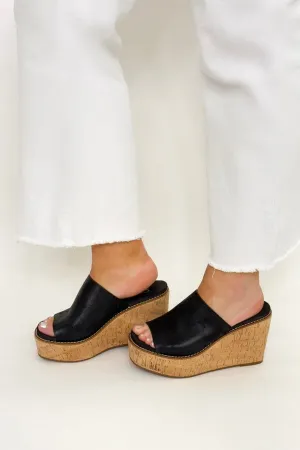 Mugshot Black Cork Wedge