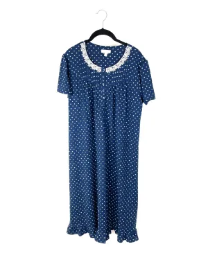 Navy Blue Diamond Print Nightgown - Medium