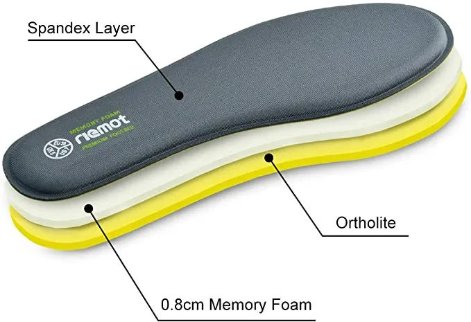 New riemot Women's Memory Foam Insoles Super Soft Replacement Innersoles for Running Shoes Work Boots Comfort Cushioning Shoe Inserts Grey US 7