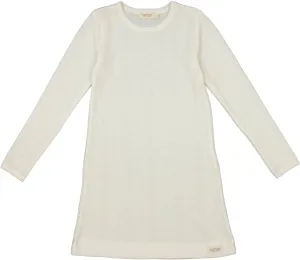 Night Dress, Wool Pointelle Sleepwear - Natural