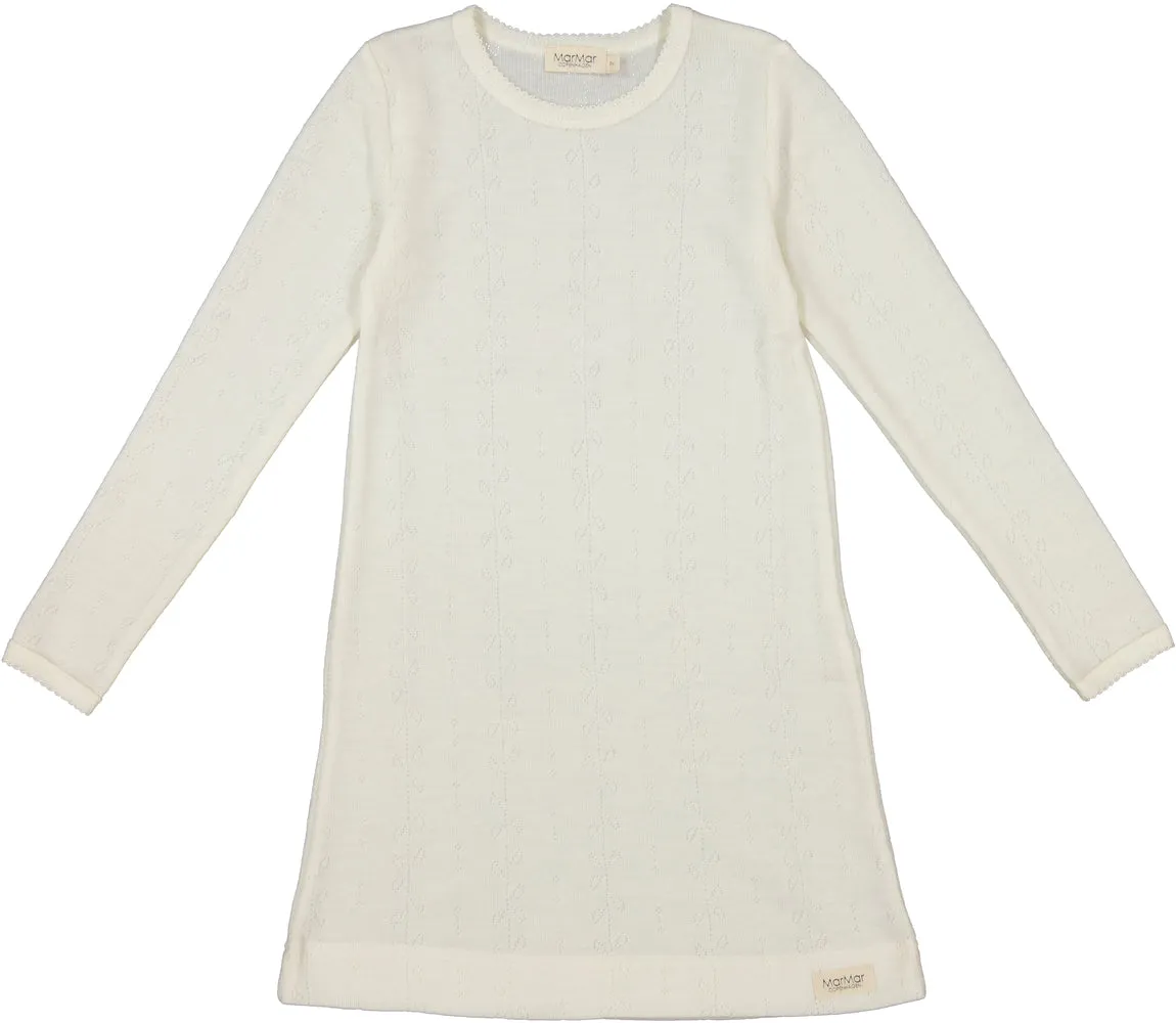 Night Dress, Wool Pointelle Sleepwear - Natural