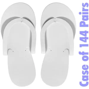 Non-Skid Disposable Pedicure Thong Sandals - White / 144 Pair - Each pair in a Polybag