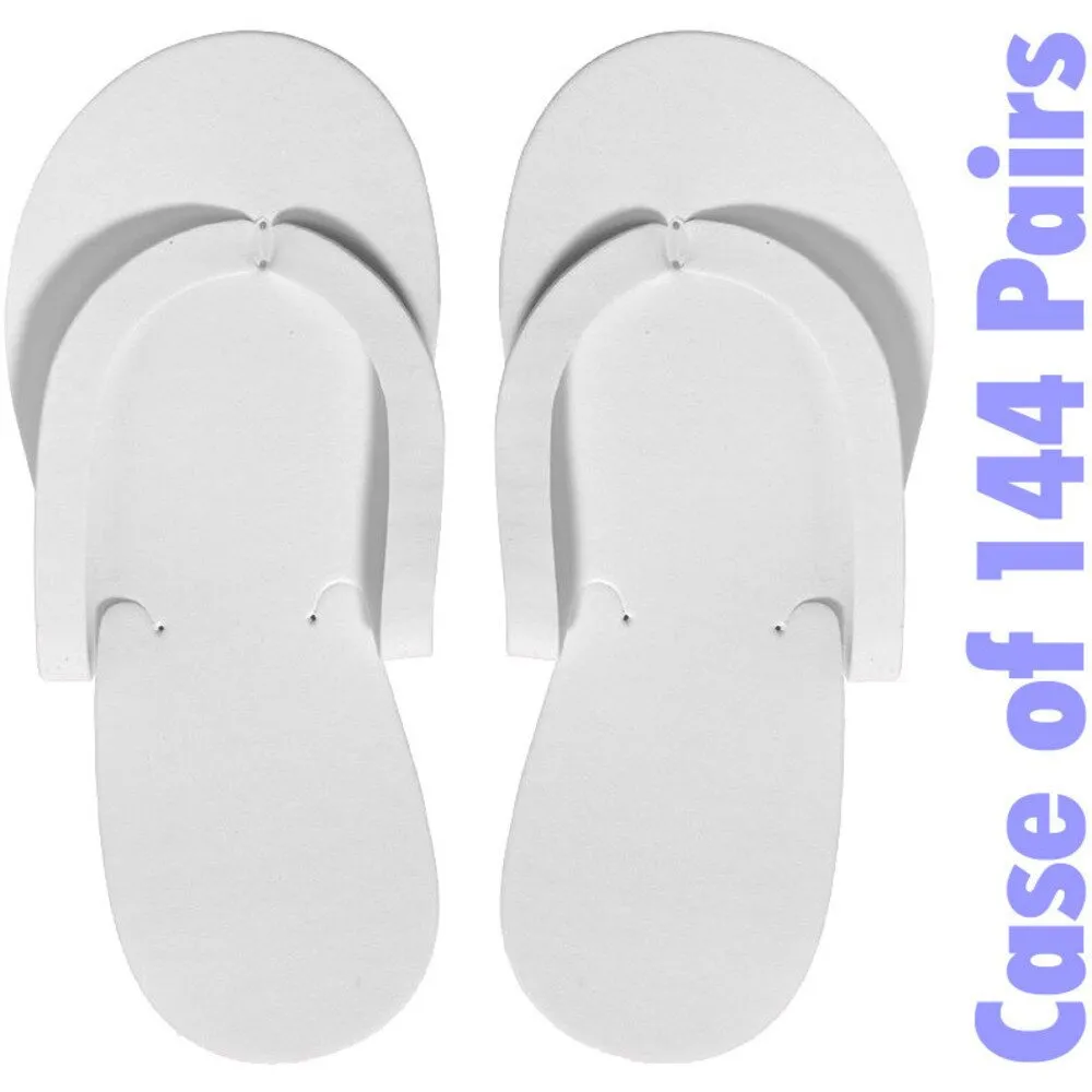 Non-Skid Disposable Pedicure Thong Sandals - White / 144 Pair - Each pair in a Polybag