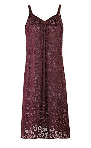 Nyteez Women's Nightgown Silk Burnout Long Gown Sleeveless