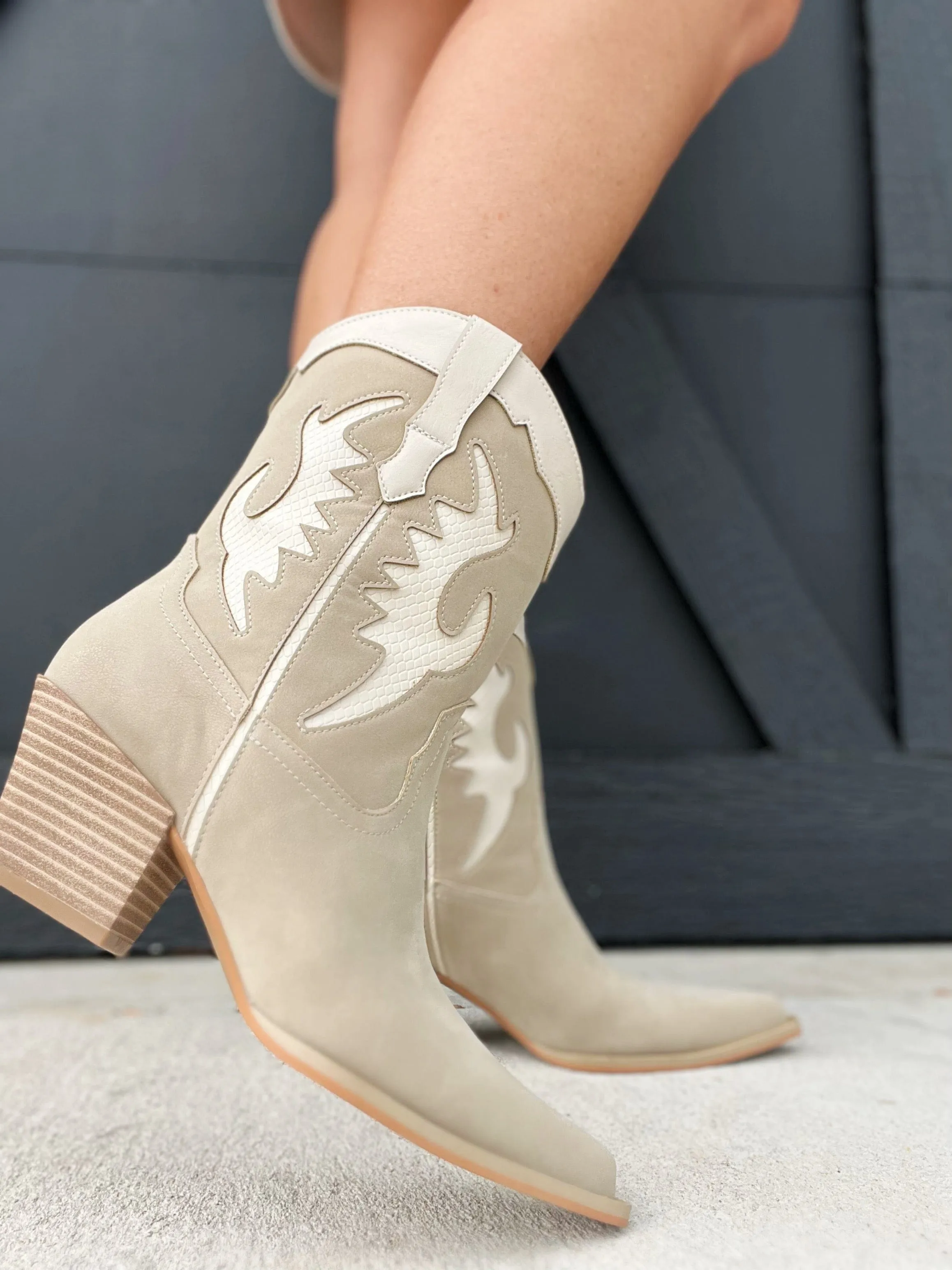 Oasis Society Cowboy Boots-Taupe