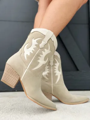 Oasis Society Cowboy Boots-Taupe