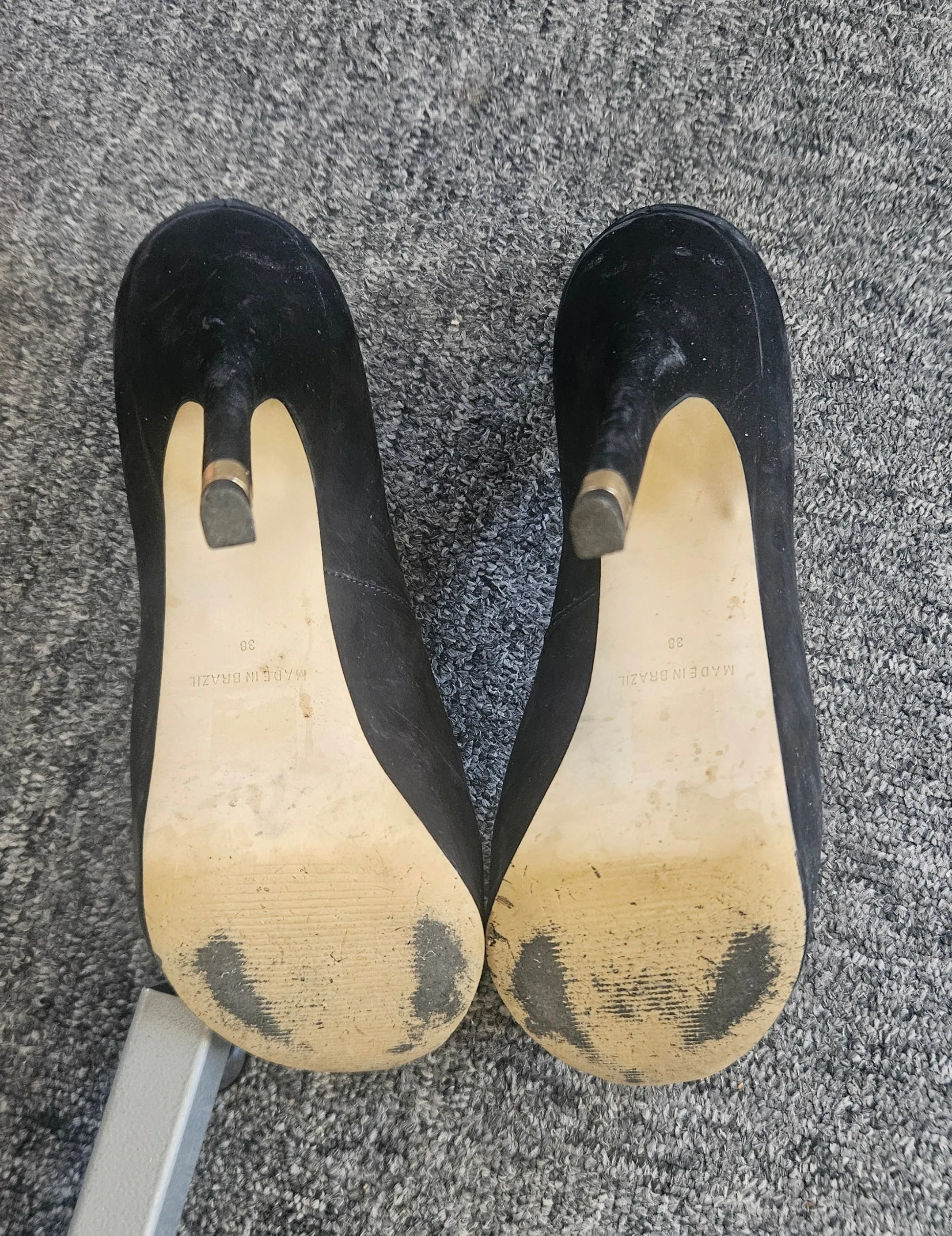 Office Peep Toe Suede Mega Heels / Well Worn / UK5