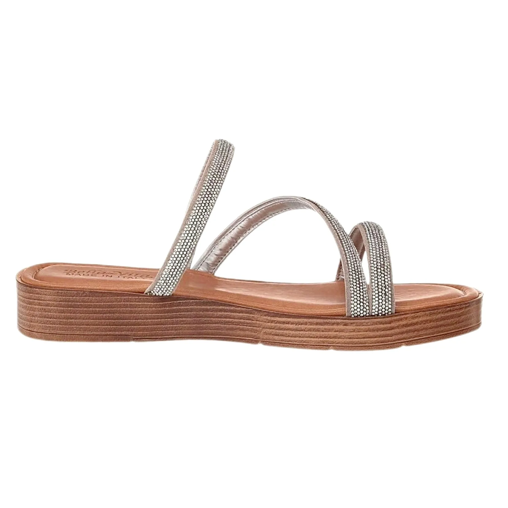ONA-ITALY Women's Asymmetrical Straps Slide Sandals