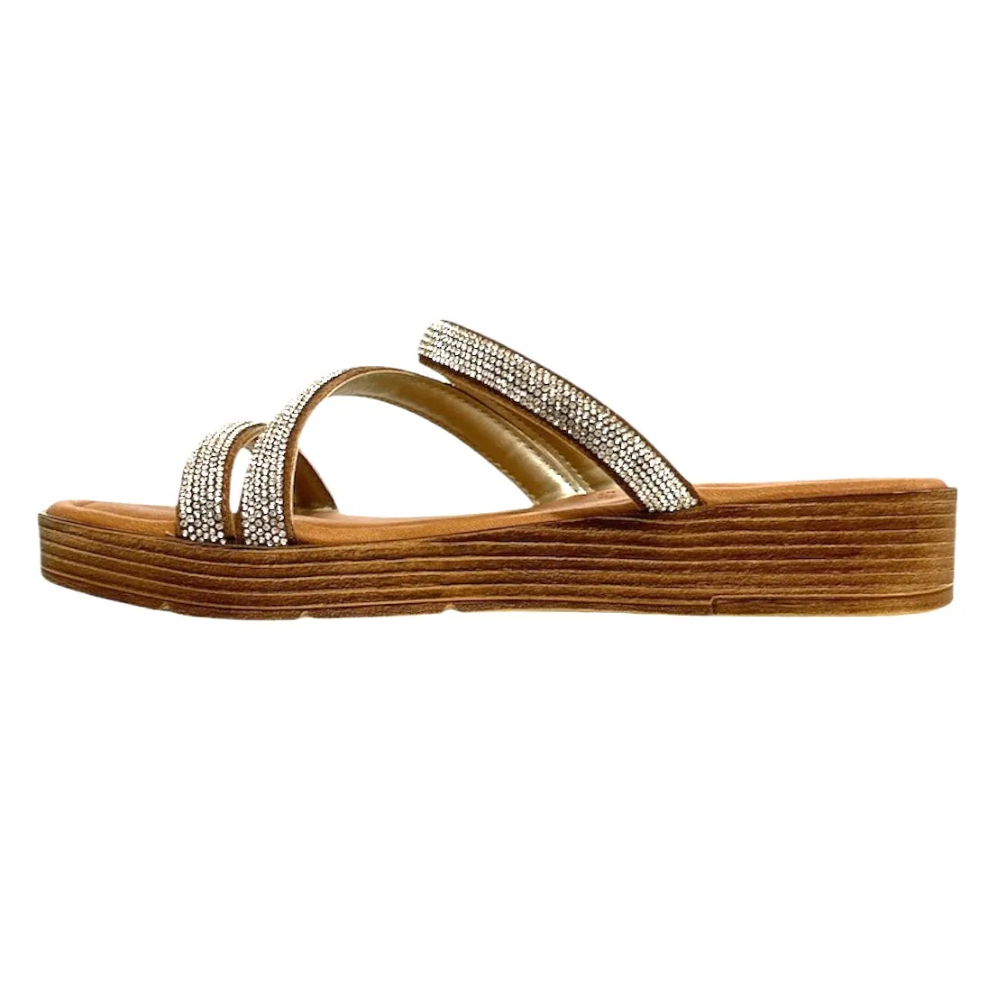 ONA-ITALY Women's Asymmetrical Straps Slide Sandals