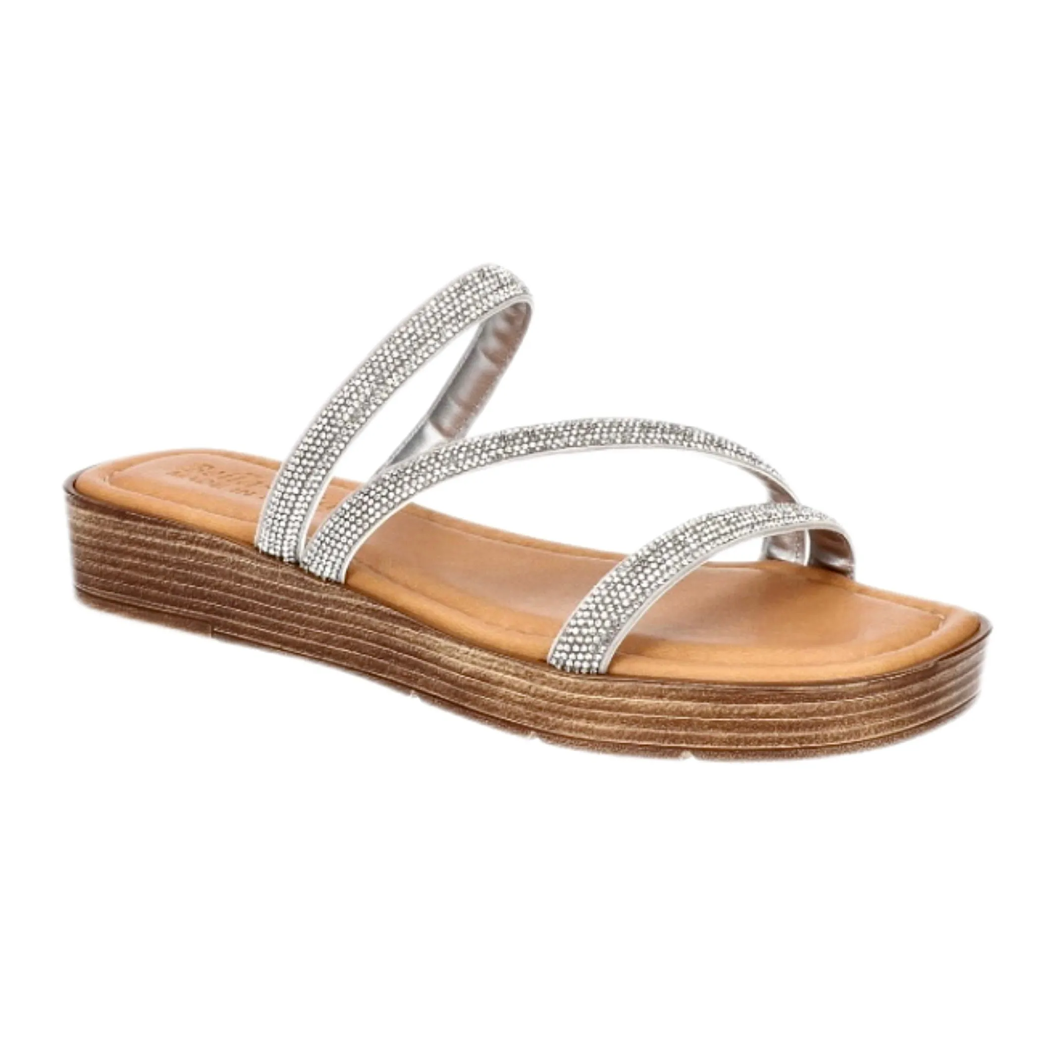 ONA-ITALY Women's Asymmetrical Straps Slide Sandals