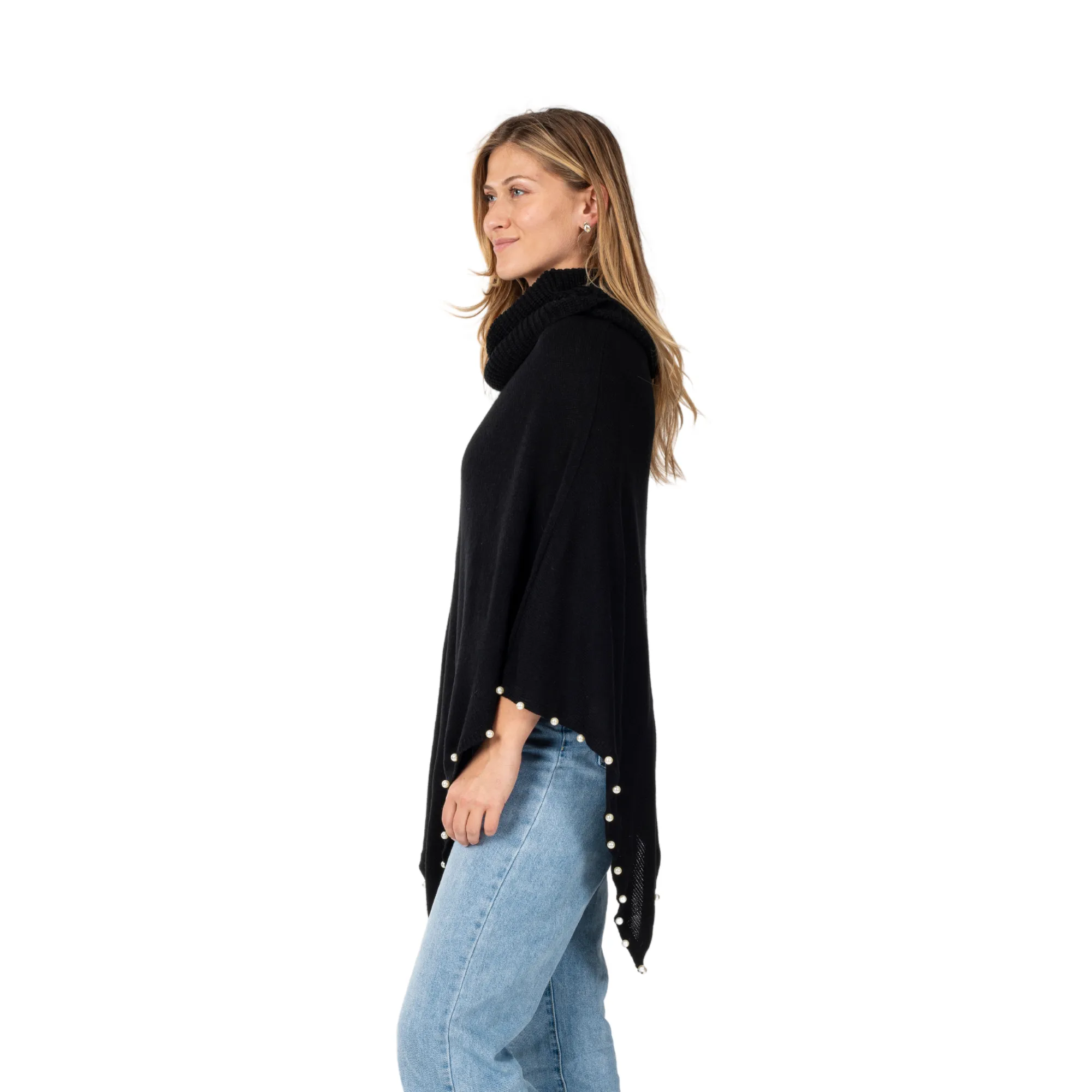 Onyx Elegance Beaded Poncho