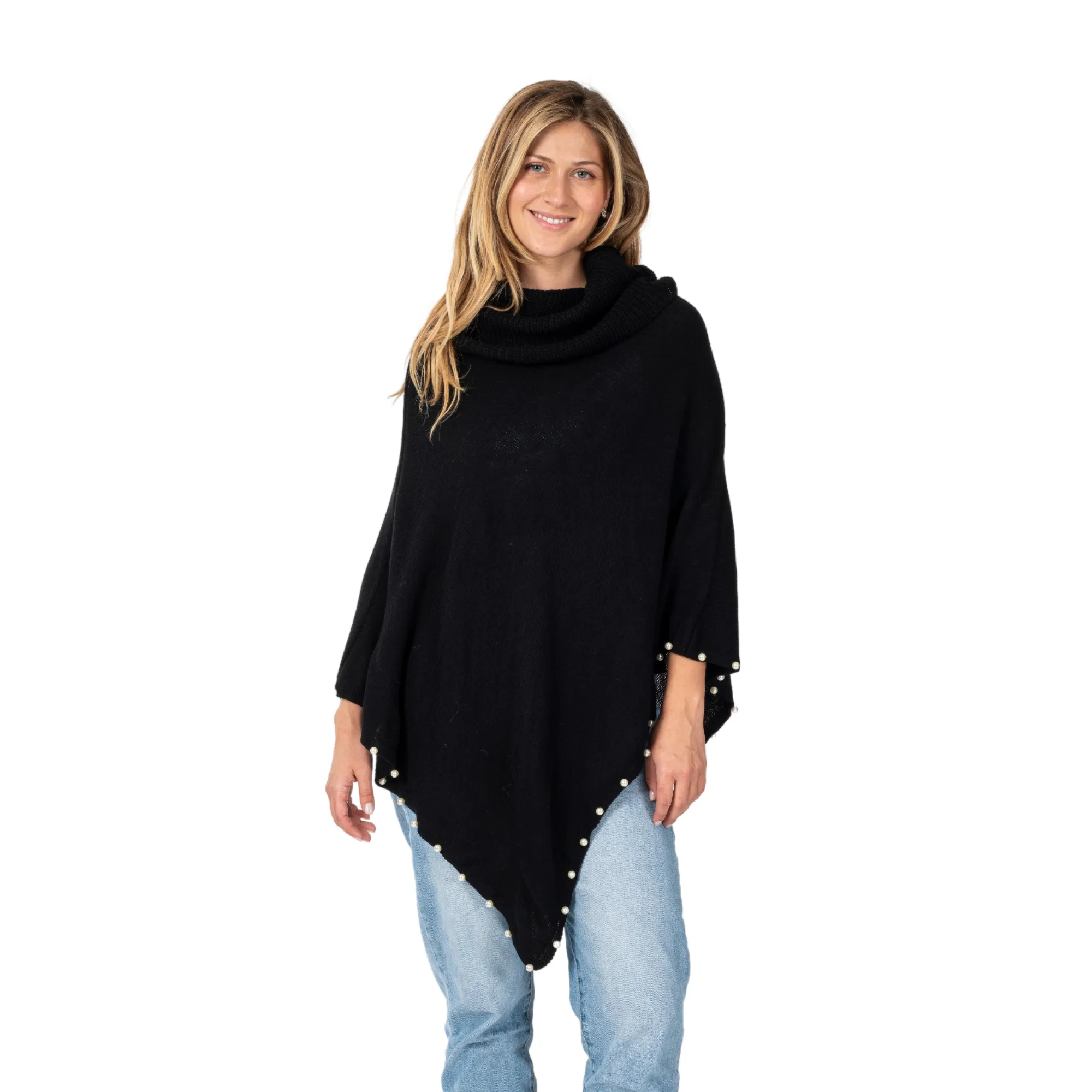 Onyx Elegance Beaded Poncho