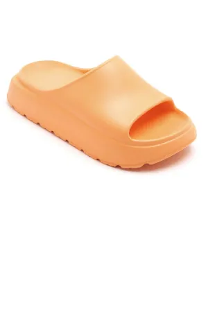 ORANGE PLATFORM SLIP ON SLIDES SUMMER SANDALS