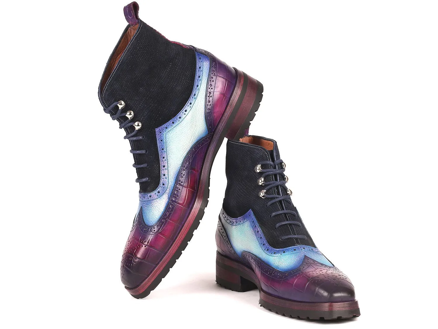 Paul Parkman Luxury Three Tone Wingtip Boots