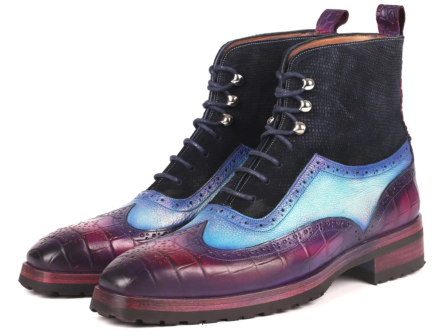 Paul Parkman Luxury Three Tone Wingtip Boots