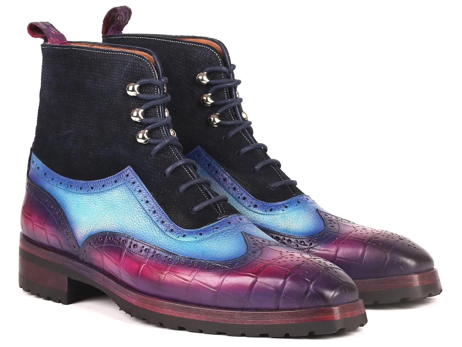 Paul Parkman Luxury Three Tone Wingtip Boots