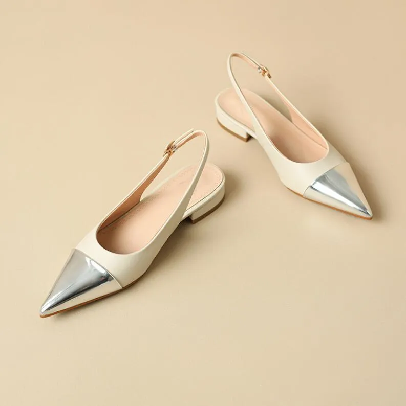 Petite Size Metallic Toe Slingback Heels ES127