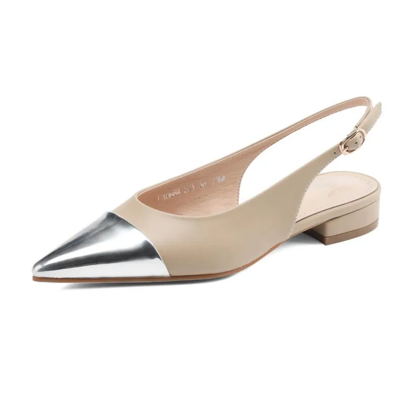 Petite Size Metallic Toe Slingback Heels ES127