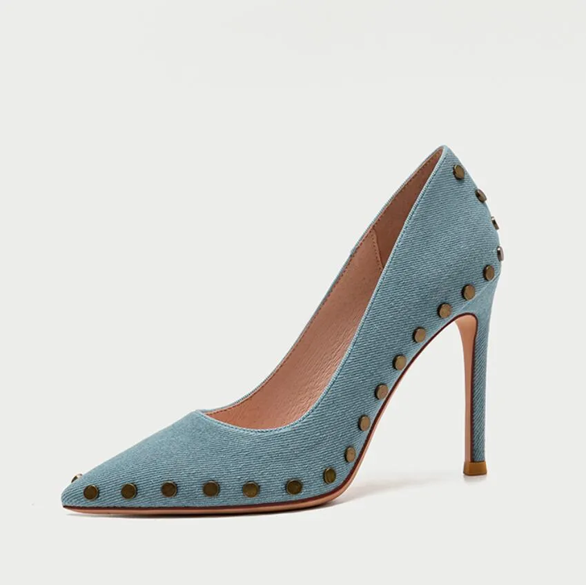 Petite Size Pointed Denim Pump Shoes ES69