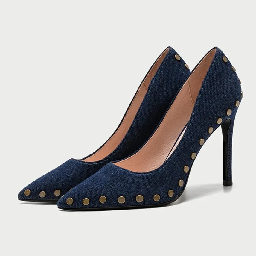 Petite Size Pointed Denim Pump Shoes ES69