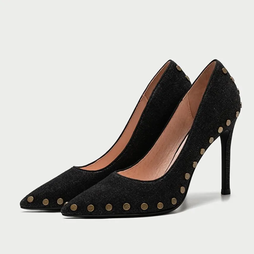 Petite Size Pointed Denim Pump Shoes ES69