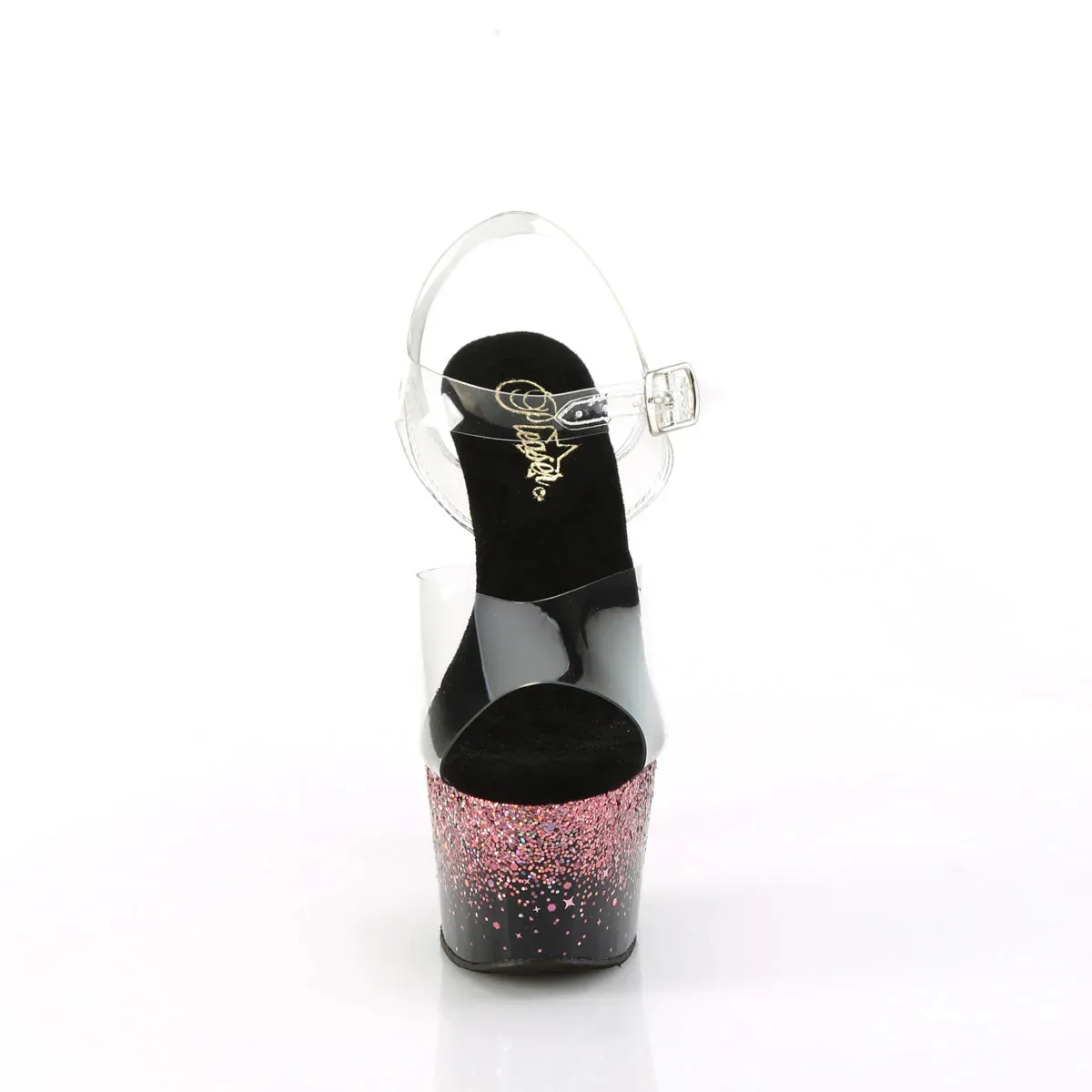 Pleaser Adore-708SS-Clear/Pink-Size 12-Clearance