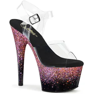 Pleaser Adore-708SS-Clear/Pink-Size 12-Clearance