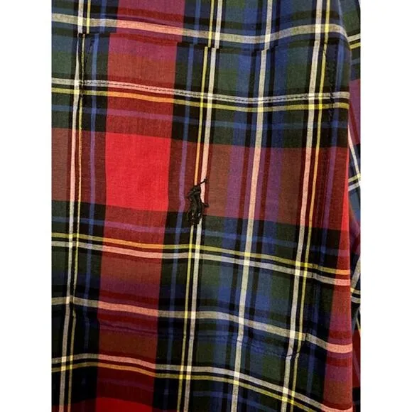 Polo Ralph Lauren Sleep Shirt Sleepwear Nightgown Button Plaid Womens Large NWT